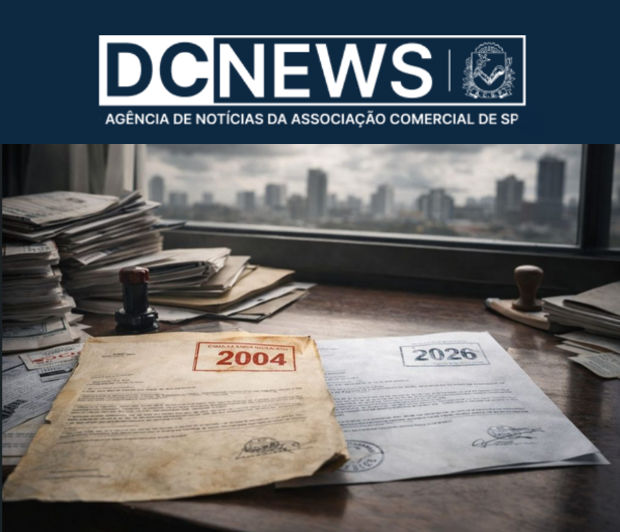 Documentos históricos sobre uma mesa, representando a burocracia travando o desenvolvimento do brasil há décadas