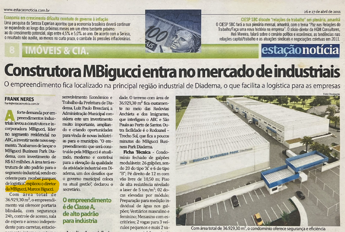 Construtora MBigucci entra no mercado de industriais