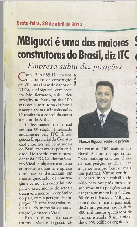 MBigucci é uma das maiores construtoras do Brasil, diz ITC