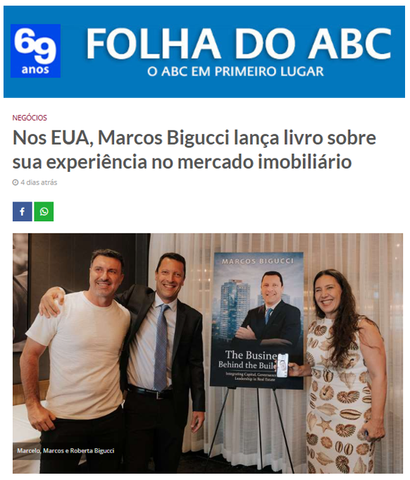 Nos EUA, Marcos Bigucci lança livro sobre sua experiência no mercado imobiliário